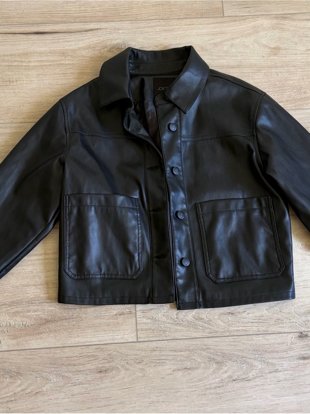 Joes Jeans Black Leather Button-Front Jacket
